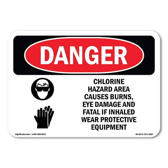 OSHA Danger Sign - Chlorine Hazard Area Causes | Decal | Protect Your Business, Construction Site, Warehouse & Shop Area |  Made in The USA
