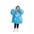 thumbnail image 3 of Oversized Wearable Blanket Hoodie For Adult Kids - Big Hooded Sherpa Junior Sweatshirt With Front Pocket, 3 of 5