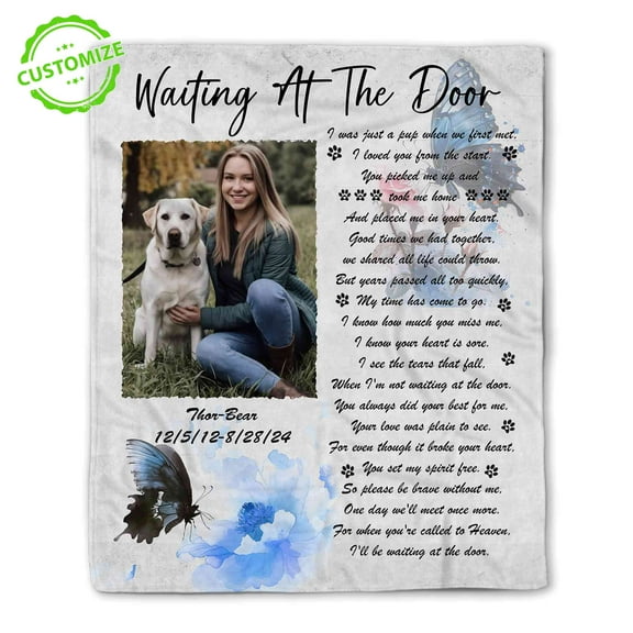 Customizaholic Personalized Memorial Photo Blanket, Pet Memorial Blanket, Dog Memorial Blanket, In Loving Memory Blanket, Dog Sympathy Gifts, Pet Loss Gifts