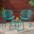 thumbnail image 2 of GDF Studio Poynes Outdoor Modern 3 Piece Chat Set, Matte Teal, 2 of 13