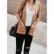 thumbnail image 4 of Cárdigan de punto Poliéster Transpirable Frente abierto con botones Manga larga Suéter suelto Abrigo para mujer Caqui L, 4 of 7