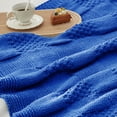 thumbnail image 2 of Chenille Checkered Throw Blanket Reversible Bedding Knit Blanket,50" X 60",Blue, 2 of 2