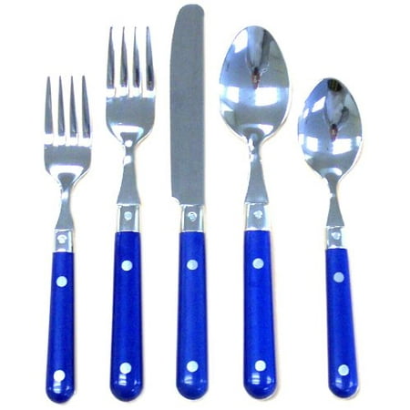 Ginkgo Stainless Steel Pendulum - Ginkgo International Le Prix 20-Piece Stainless Steel Flatware Set, Bright Blue, Service for 4