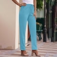 thumbnail image 5 of Laqbezok Women's Cotton Linen Pants, High Waist Drawstring Casual Loose Trousers with Pockets for Summer Beach Travel Vacation, 5 of 7