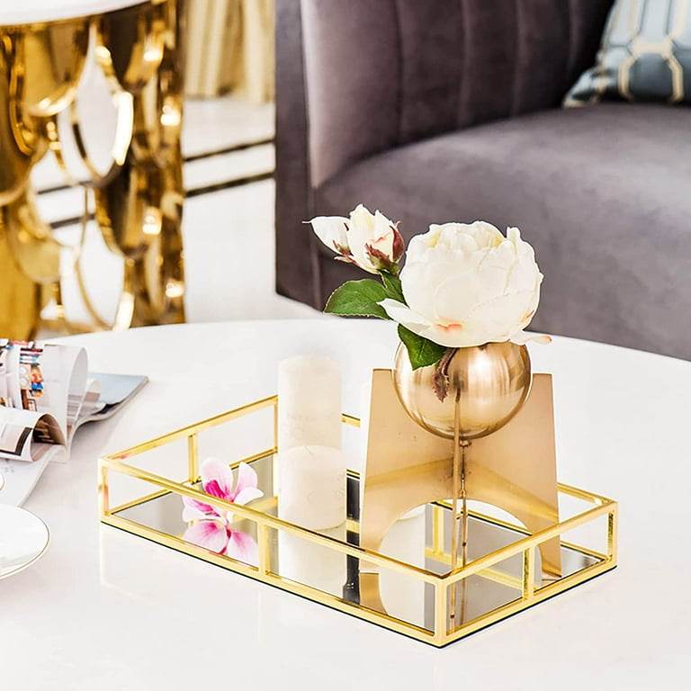Gold Mirror Tray, Glass Metal Perfume Tray Dresser Tray Jewelry Tray,  Decorative Tray Vanity Makeup Perfume Organizer Tray for Bathroom Bedroom  Cosmetics Storage - Walmart.com