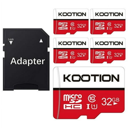 KOOTION 32 GB Micro SD Card 5 Pack MicroSD Card Flash Memory Card TF Card with Adapter for Dash Cam Security Camera Phone Table