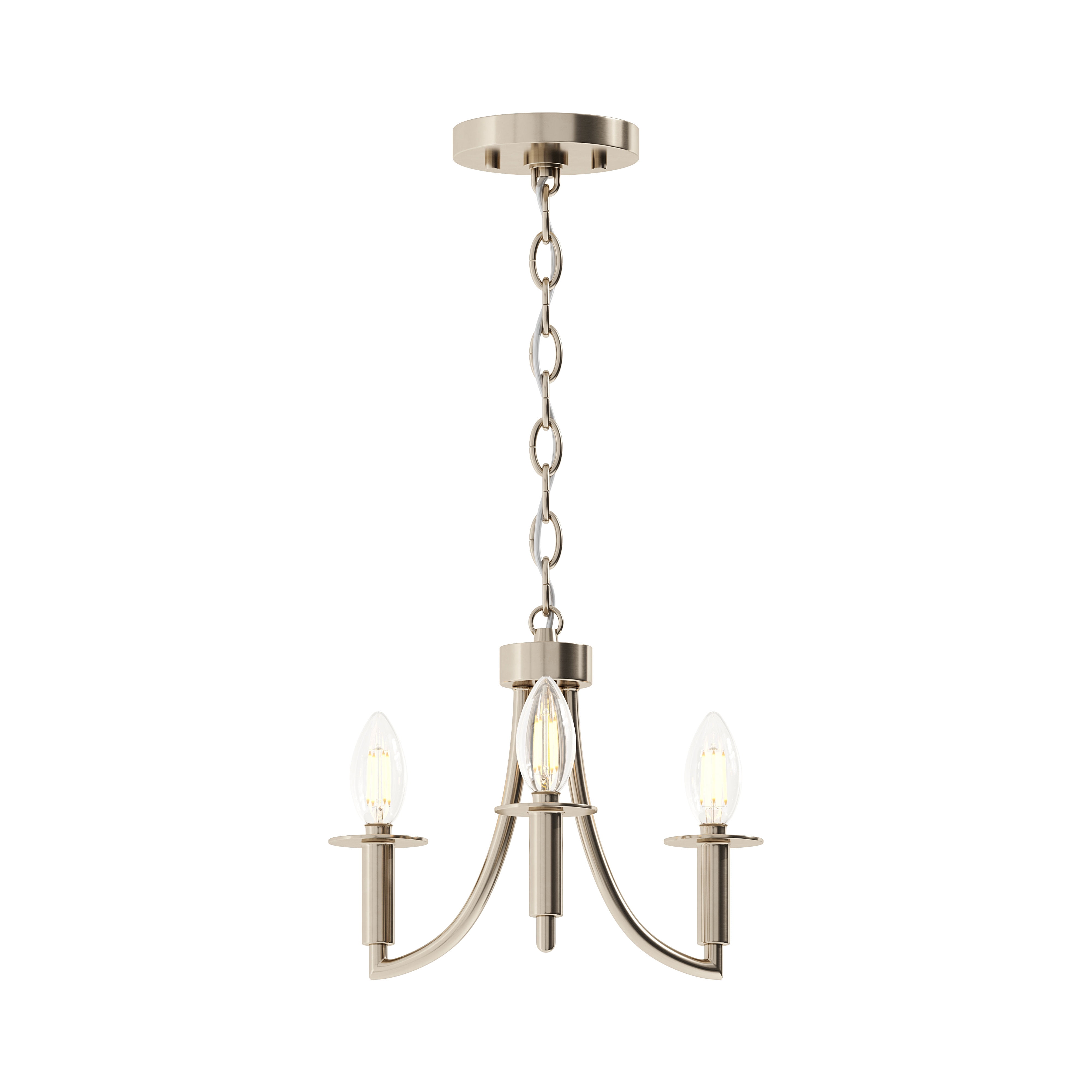 Better Homes & Gardens 12.75 in Satin Nickel 3 Light Semi Flush and Modern Convertible Pendant