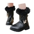 thumbnail image 5 of Girls' Autumn And Winter Snow Boots Platform Soles Non Warm Comfort Solid Color Bow Side Zip Boots Girl Dress Heels Leopard Girls Shoes Lam Boots Kids Kids Winter Boots Neoprene Toddler Girl Shoes 6, 5 of 9