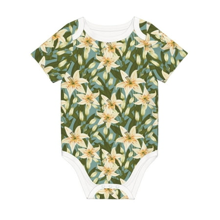 

Matuu Lilies Flowers for Baby Short-Sleeve Bodysuit Soft Cotton Comfortable and Breathable Perfect for Newborns and Infants