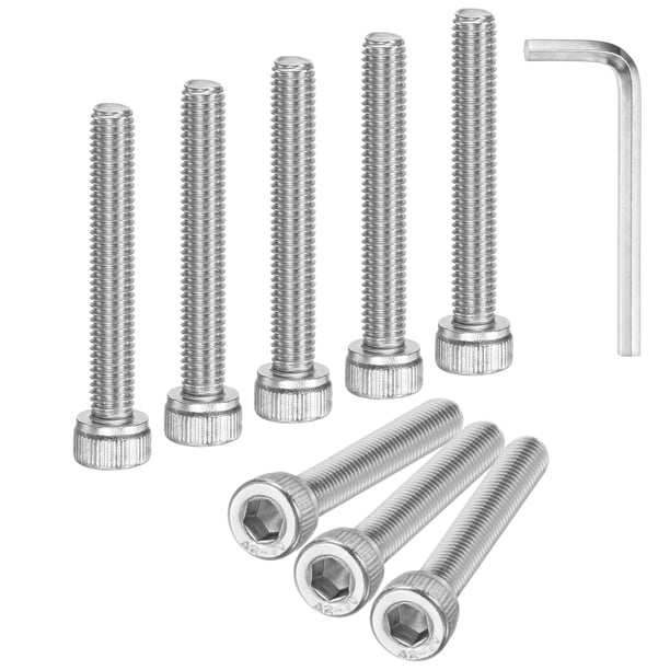 Uxcell 20-Pack M5 x 50mm Tornillos de cabeza hexagonal, tornillos de máquina de acero inoxidable 304, sujetadores de precisión de rosca completa