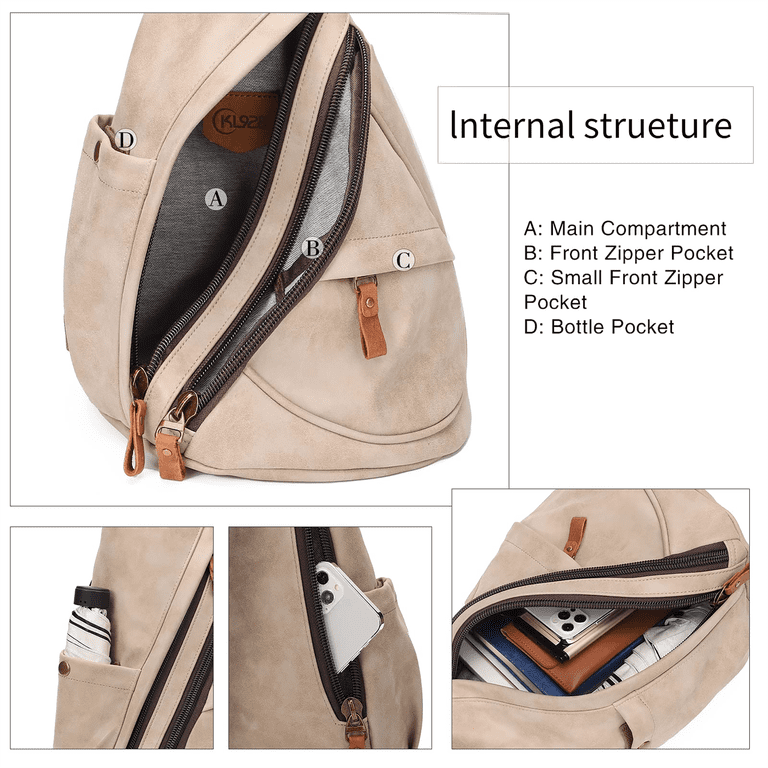 KL928 PU Leather Sling Bag Small Crossbody Backpack Shoulder  display picture 3