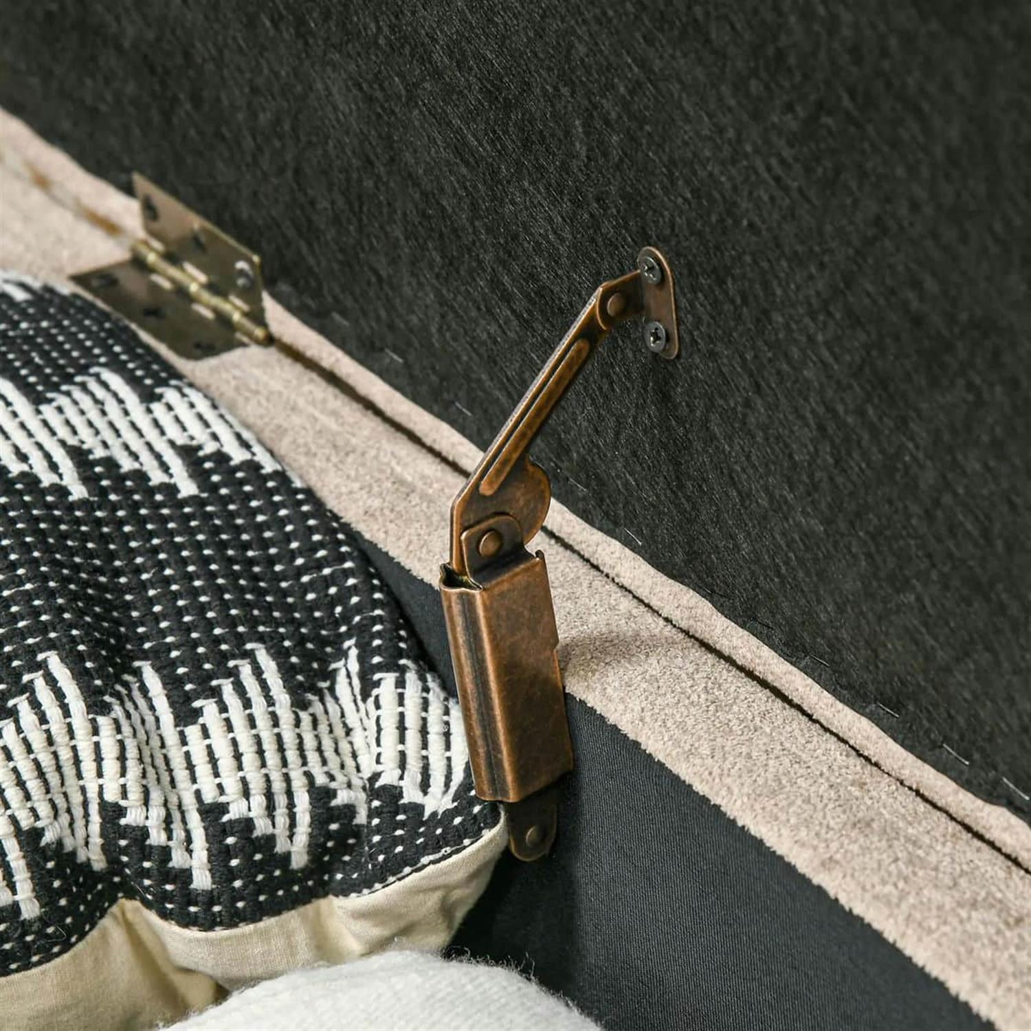 Demi Bonn 43" Upholstered Bed Bench with Wood Legs, Modern Ottoman Bench for Living Room, End of Bed Storage Footstool, Beige