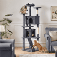 thumbnail image 4 of Alden Design 80″ Tall Multilevel Cat Tree with 2 Condos & 3 Scratching Posts for Kittens, Dark Gray, 4 of 9