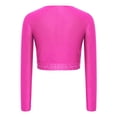 thumbnail image 7 of Aislor Girls Sparkly Gymnastics Lyrical Ballet Dance Shirt Long Sleeve Rhinestones Figure Skating Crop Top Hot Pink 12, 7 of 7