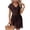 Brown, variant on Miqool Womens Mesh Beach Cover Ups Summer V Neck Short Sleeve Mini Beach Dress Bathing Suit Coverups Swimsuit Cover Ups for Swimwear