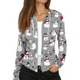 thumbnail image 4 of Women's Fashion Christmas Print Casual Zip-Up Long-Sleeve Hooded Jacket, for Outdoor Activities and Daily Use,Gray,XL, 4 of 6