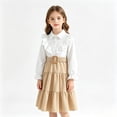 thumbnail image 2 of Angala 2 Piece Outfits For Girls Notch Neck Long Sleeve Shirts With Below Knee Skirt Set Girls Autumn Daily Wear Clothes, 2 of 8