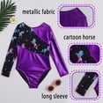 thumbnail image 7 of Oyolan Kids Girls Shiny Metallic Ballet Dance Leotards Long Sleeve Gymnastics Bodysuit Athletic Unitards Purple 8, 7 of 7