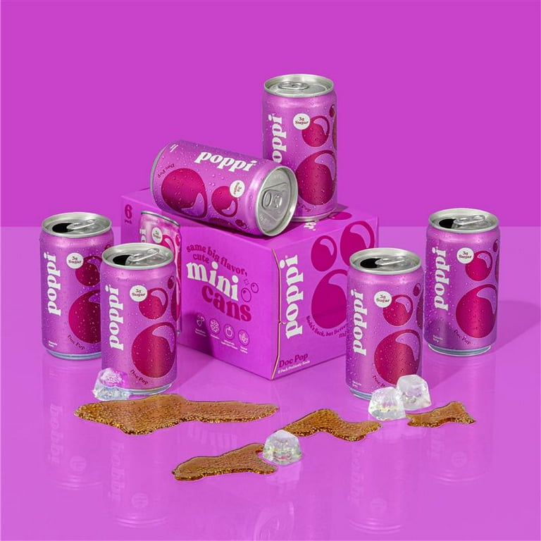 poppi Doc Pop Prebiotic Soda Mini Can, 7.5 fl oz, 6 Pack Cans