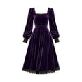 thumbnail image 4 of Halloween Gothic Dresses for Women Fall Winter Square Neck Lace Slim Velvet Dress Elegant Vintage Gothic Party Outfit, 4 of 4