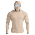 thumbnail image 2 of Men's Full Face Coverage Sun Shirt with Built-in Mask and Thumbholes Featuring Raglan Sleeves for Summer Fishing Hiking Cycling Running Beach Trips Beige XXXL, 2 of 9