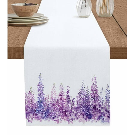 

Table Runner Dresser Scarf 13 x 36 Inch Spring Purple Lavender Hanging Flowers Watercolor Plant Table Runners Non-Slip Heat Kitchen Dining Table Decor for Indoor Outdoor Home Party Decoration
