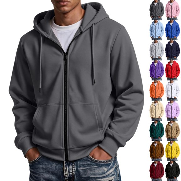 UDAUDU Men's Oversized Zip Up Hoodie Long Sleeve Fleece Relaxed Fit 2026 Fall Fashion Jacket with Pockets 3XL