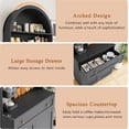 thumbnail image 3 of Akaber 71" Tall Arched Kitchen Pantry Cabinet, Modern Kitchen Storage Cabinets with Hidden Drawer and Spacious Countertop, Wooden Storage Pantry Cabinet for Living Room, Dining Room, Black, 3 of 7
