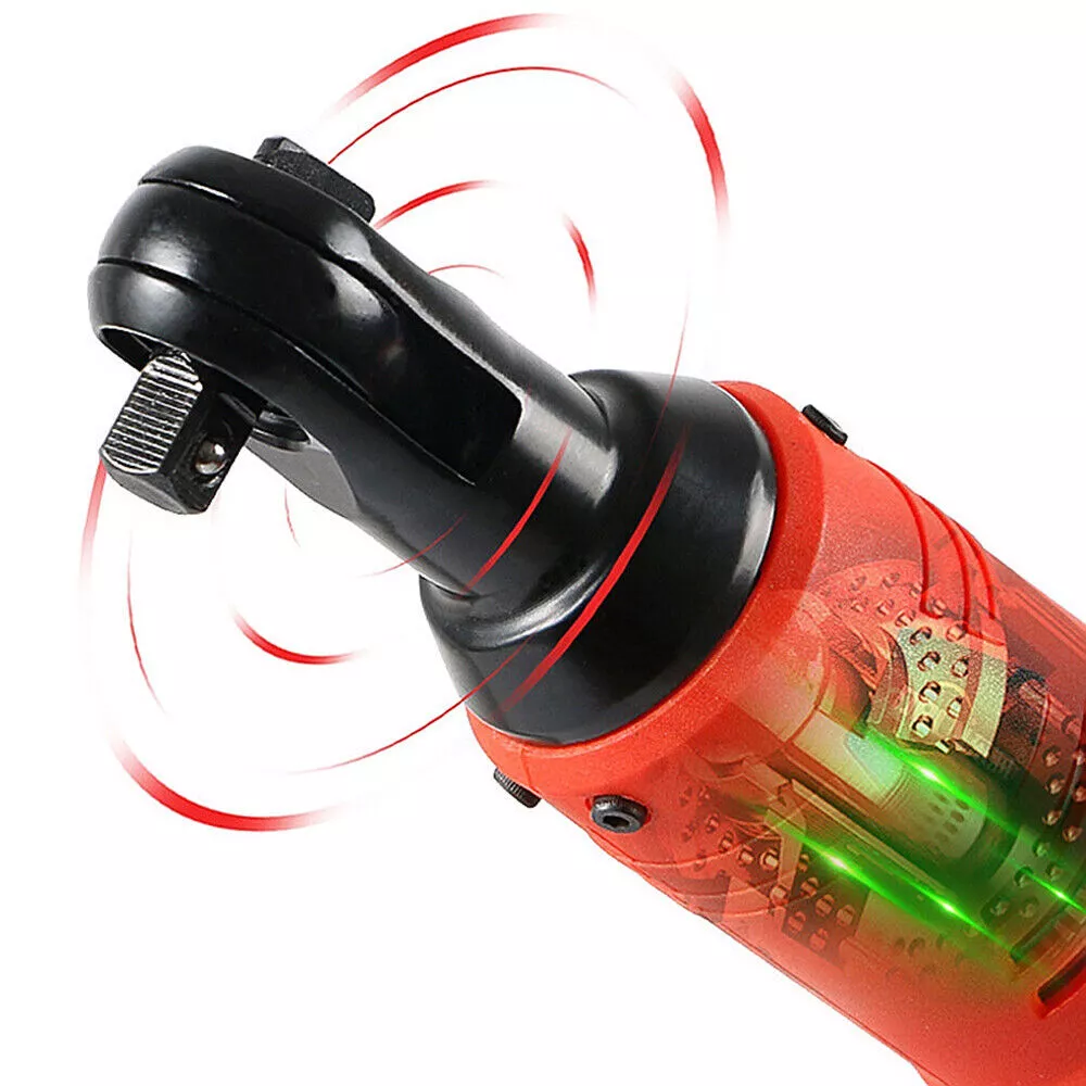 12V Electric Cordless Ratchet 3/8"Right Angle Wrench Impact Power Tool 2 Battery