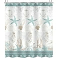 thumbnail image 5 of Starfish Beach Theme Shower Curtain 72Wx72H Inch Seashells Nautical Kids Bathroom Set Coral Coastal Sea Horse Vintage Green Retro Anchor Ocean with 12 Hooks Fabric Waterproof Accessories Decor, 5 of 5