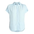 thumbnail image 4 of Time and Tru Women's Chambray Camp Shirt with Short Sleeves, Sizes XS-XXXL, 4 of 6