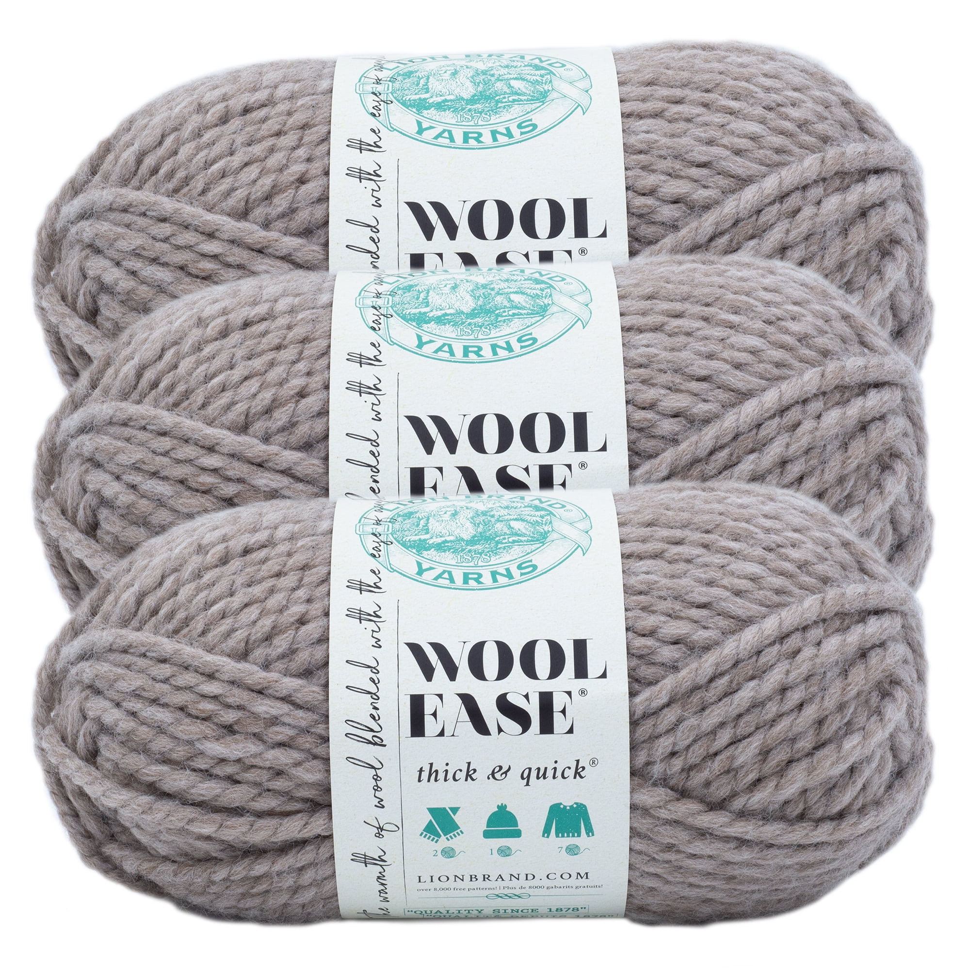 Lion Brand Yarn Wool-Ease Thick & Quick Driftwood Wool Blend Super ...