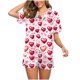 thumbnail image 5 of Conjunto de Verano para las Mujeres Día de San Valentín Amor Impreso Cuello de Manga Corta con Pantalones Cortos, Poliéster Ligero para el Uso Informal, 5 of 9