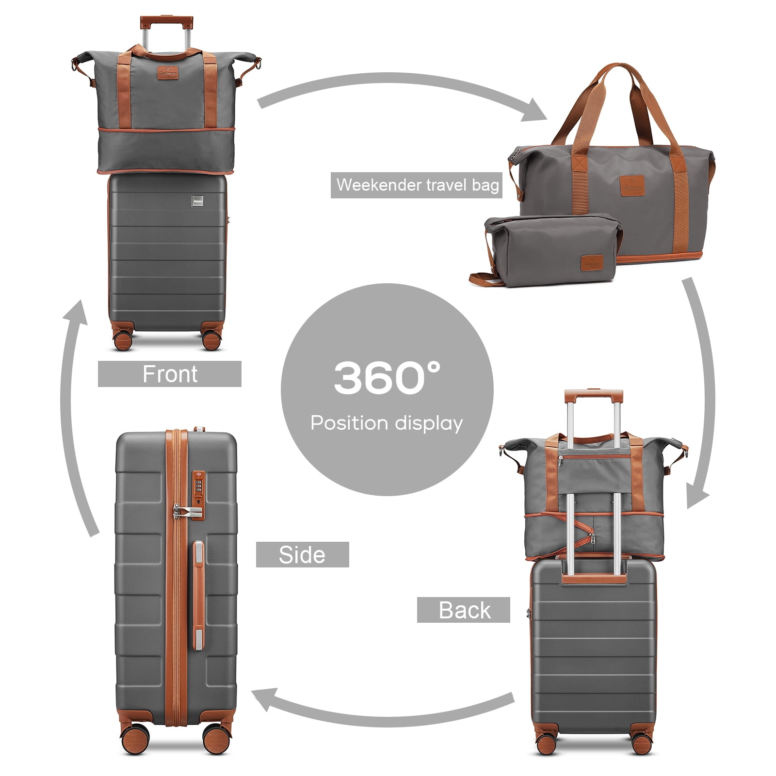 imiomo Durable Carryon Luggage, 3pc Set with 20in Suitcase, Spinner Wheels, TSA Lock, and Extra Stor(图3) imiomo Durable Carryon Luggage, 3pc Set with 20in Suitcase, Spinner Wheels, TSA Lock, and Extra Stor(图3)