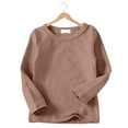 thumbnail image 7 of Gubotare Long Sleeve Shirts for Boys Boys Long Sleeve Shirts Kids Fashion Crewneck Side Slit Tops Tees,Coffee 8-9 Years, 7 of 7