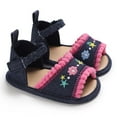 thumbnail image 7 of Baby Girls Sandal Summer Toddler Slipper Shoes 0-24 months Baby Girls Sandals Embroidered Flower Summer Flat Shoes Infant First Walkers Dark Blue 12-18 Months, 7 of 7