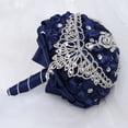thumbnail image 4 of Namzi 1 Piece Vintage Wedding Bouquet, Satin Ribbon Rhinestone Bridal Bouquet, Ideal for Vintage Theme Evening Wedding Celebrations,Dark Blue, 4 of 4