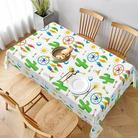 

Tablecloth Green Cactus Seamless Art Table Cloth For Rectangle Tables Waterproof Resistant Picnic Table Covers For Kitchen Dining/Party(60x90in)