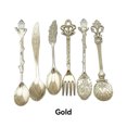 thumbnail image 4 of Toystoory De cucharas Retro para té y café, tenedor para comida, cuchara para mezclar, vajilla Vintage ecológica tallada en bronce Mostrada plata Toystoory JJ6505-02, 4 of 6