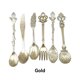 thumbnail image 5 of Billuyoard 2020 6 uds bronce tallado ecológico pequeño té café cucharas comida tenedor cuchara para mezclar Mostrada plata Billuyoard JJ6505-02, 5 of 6