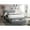 Gray, variant on Contemporary Queen Bed, Charcoal Burlap Upholstery, Sloped Curve Headboard, Wooden Slats, Box Spring Not Required Fabric Color, Elegant Headboard With Nailhead Trim, No For Bedroom Use