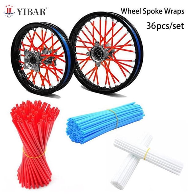 Universal Motorcycle Dirt Bike Wheel Rim Cover Spoke Skins Wrap Tubes Decor Protector 36 Pcs Red Blue Black Orange36pcs1 He Qiyong unisex