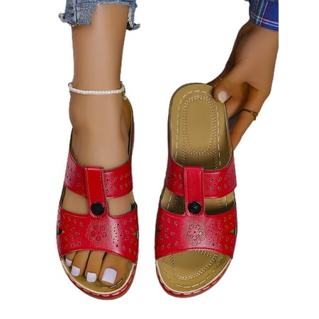 

Tapsier Womens Retro Wedge Slippers Summer Beach Walking Slip On Platform Shoes