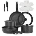 thumbnail image 1 of Juego de ollas y sartenes antiadherentes JEETEE de 17 piezas, con mango desmontable, para inducción, apilables para autocaravanas, aptos para horno, sin PFAS ni PFOA, color negro, 1 of 5