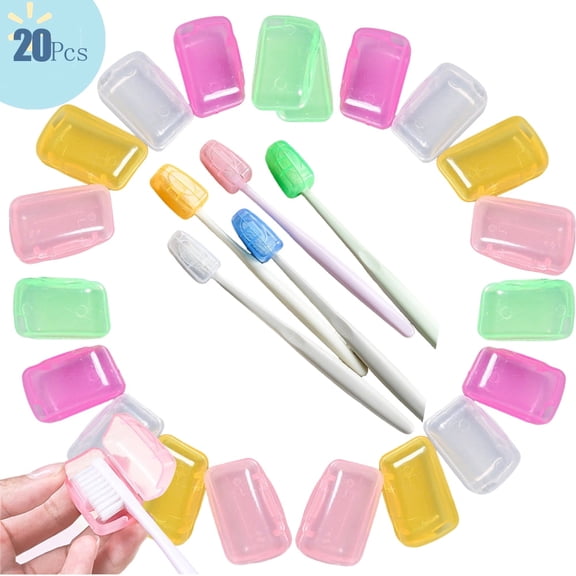USIONE 20 Pack Travel Toothbrush Head Covers, Portable Toothbrush Pod Caps Case Protector for Home and Outdoor