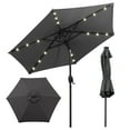 thumbnail image 2 of Costway 7.5 ft Solar Powered Patio Umbrella with LED Lights Push Button Tilt Crank Handle Gray, 2 of 10