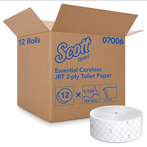 Rollo gigante de papel higiénico Scott Essential, 2 capas, 1150 pies, 12 rollos