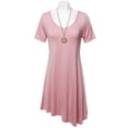 thumbnail image 5 of FashionOutfit Women's Solid Short Sleeves Asymmetrical Swing Tunic Top T-Shirt - Made in USA, 5 of 6