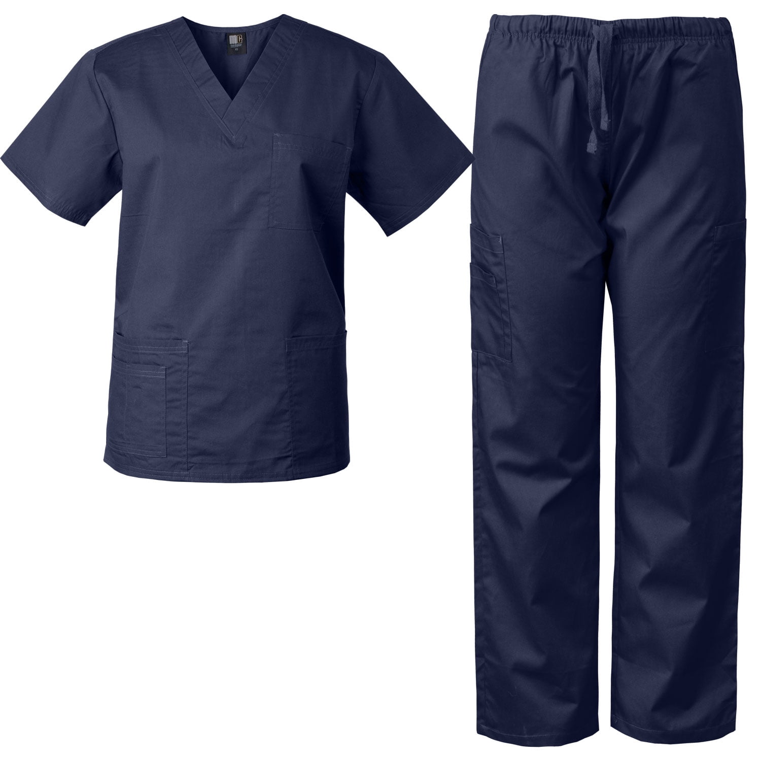 Medgear Scrubs for Men and Women Scrubs Set Medical Uniform, Navy, 4X-Large  