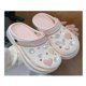 thumbnail image 4 of Zapatos de verano para mujer con agujeros y suela gruesa, con diseño de corazón de amor y diamantes de agua, para playa y jardín, sandalias de suela suave antideslizantes, zapatillas de verano, 4 of 5